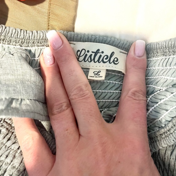 Listicle Light Gray/Green Smocked Dress - Picture 3 of 3